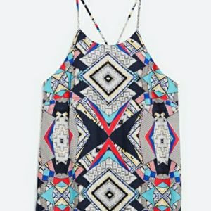 🤍 RENEE C Jayani Racerback Top Large Aztec Geometric